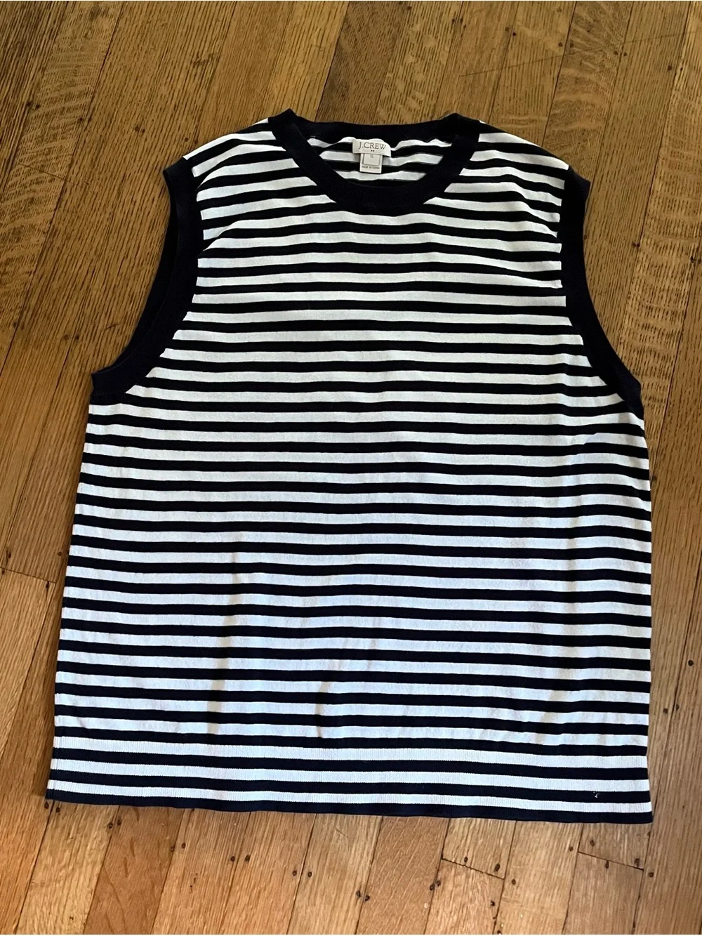 J. Crew Navy and White Striped Sleeveless Knit Tank